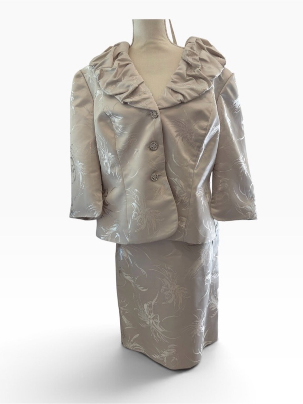 Adrianna Papell Metallic Floral Jacquard Skirt Suit Set 2-Piece
